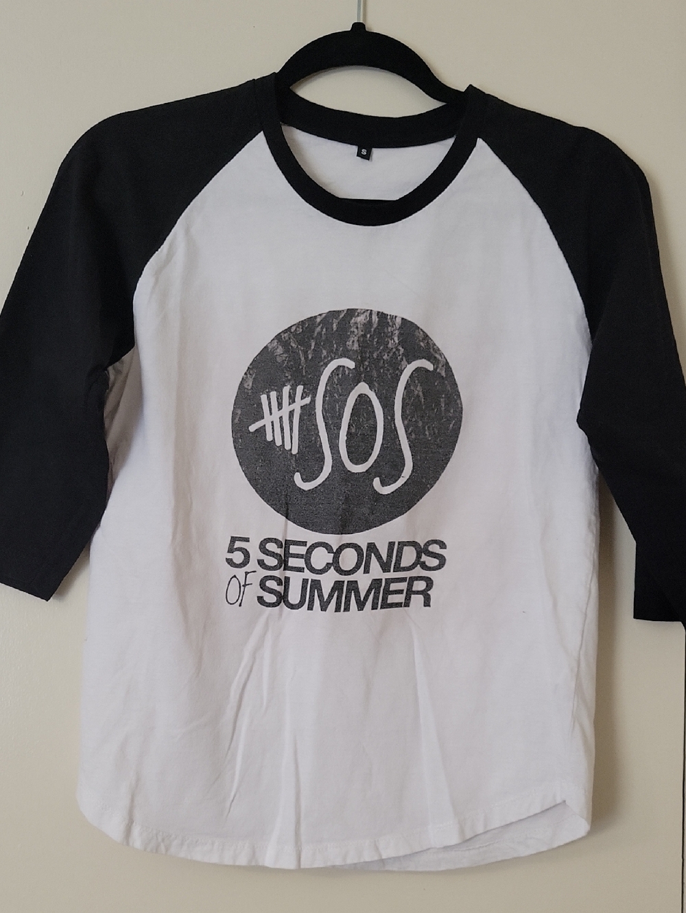5 Seconds of Summer Baseball 3/4 Sleeve Tee - Black & White